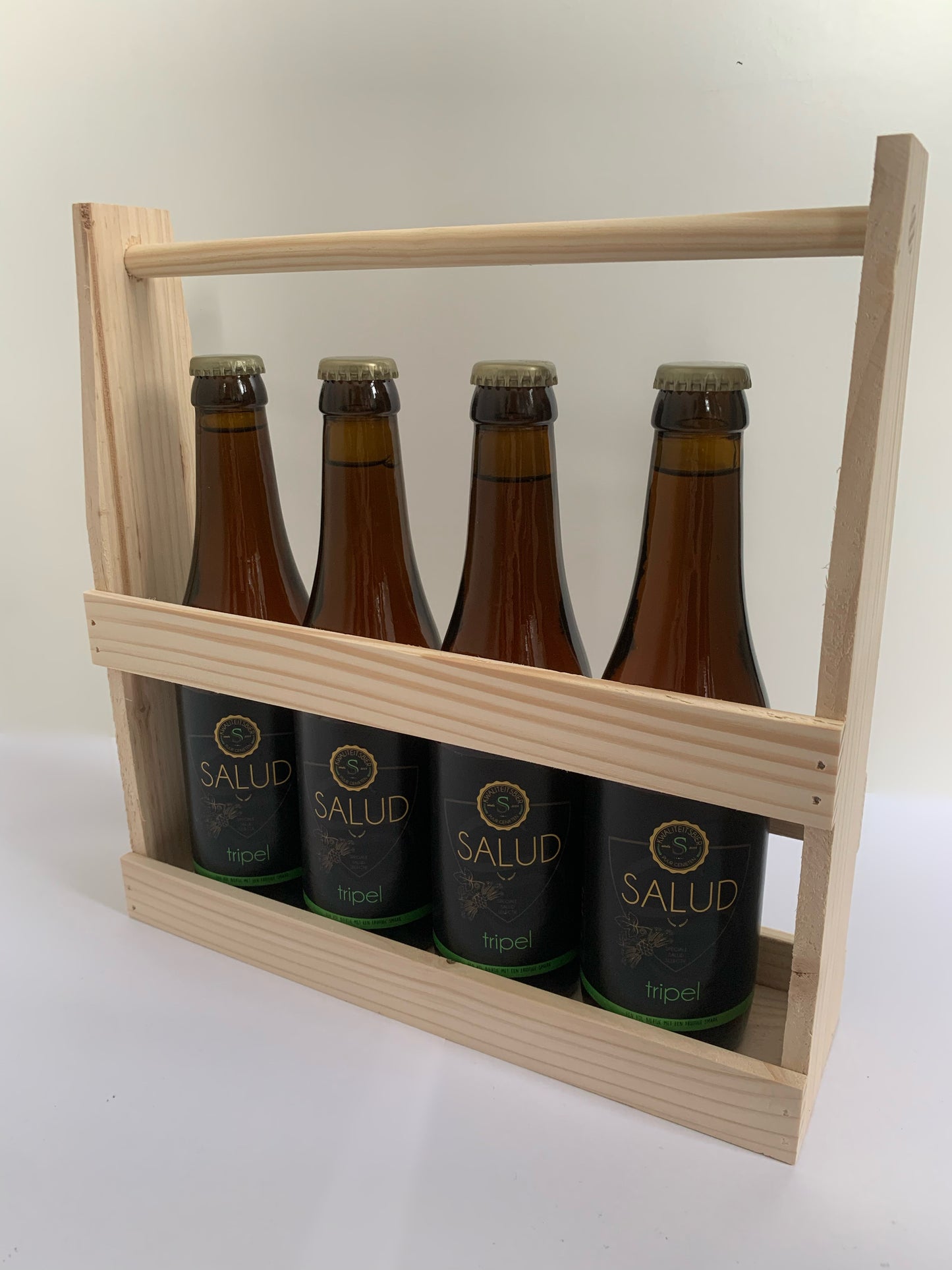 Houten bierpakket tripel