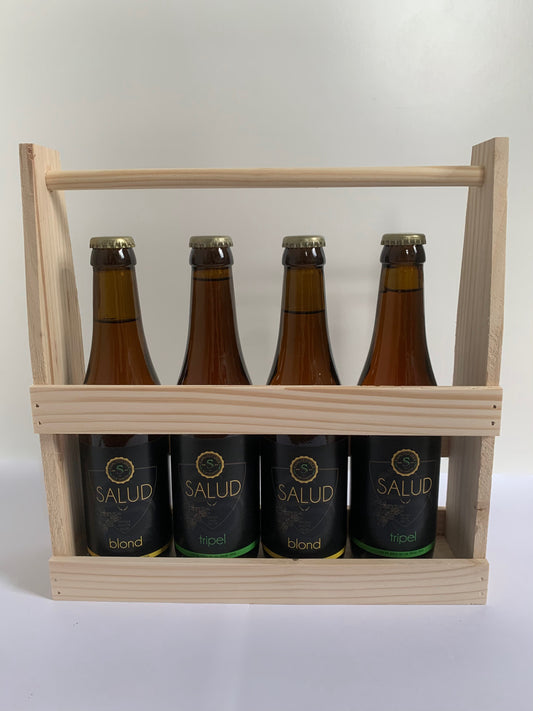 Houten bierpakket combi