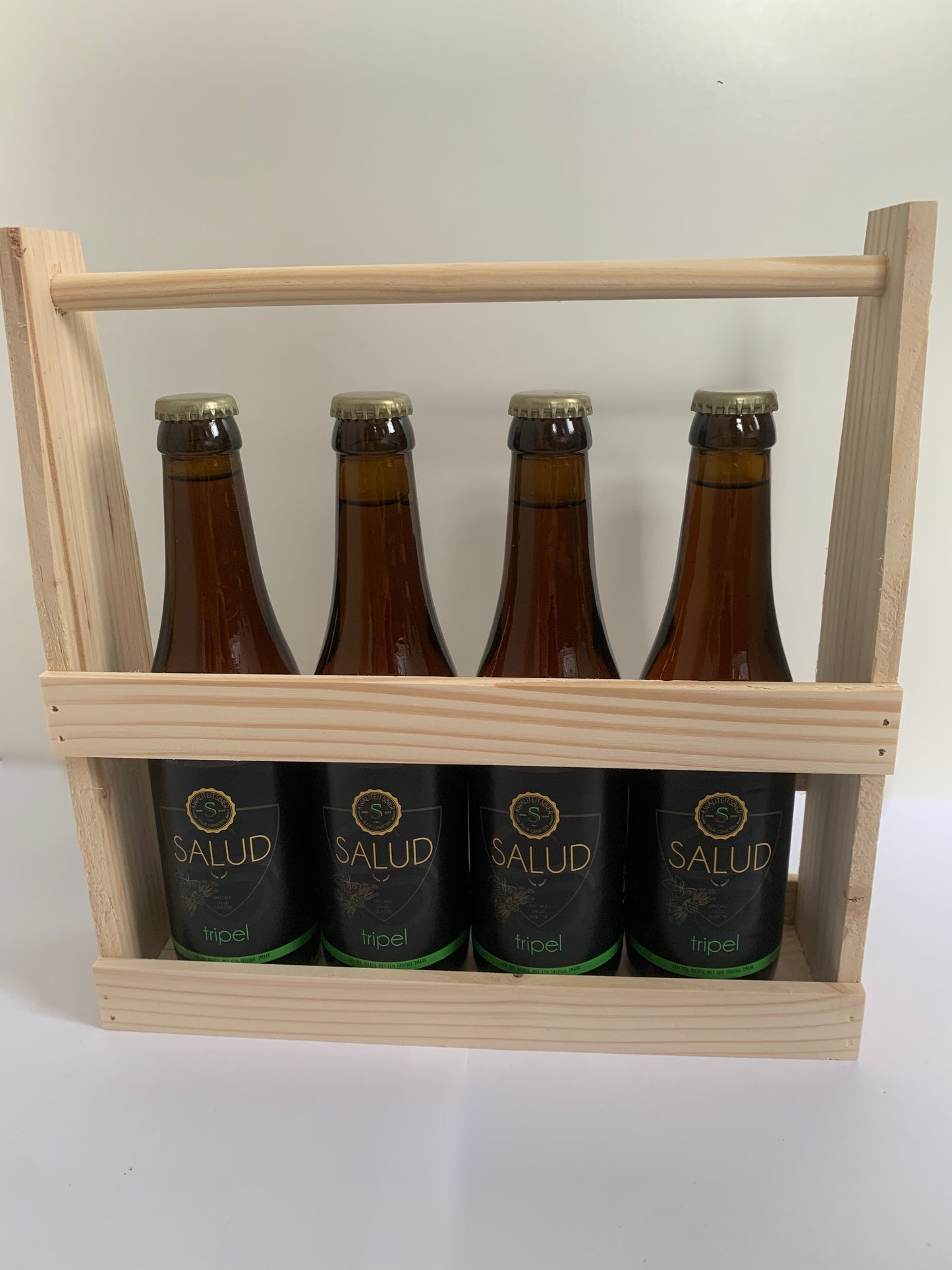 Houten bierpakket tripel